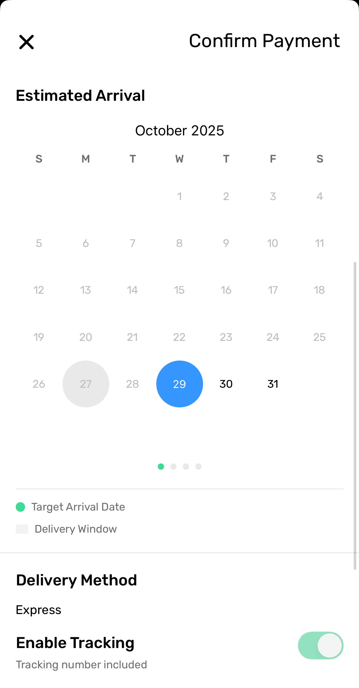 Express option selected showing faster delivery