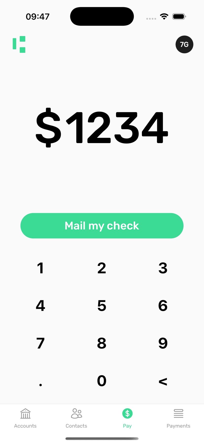 Enter the amount to send in the iOS app